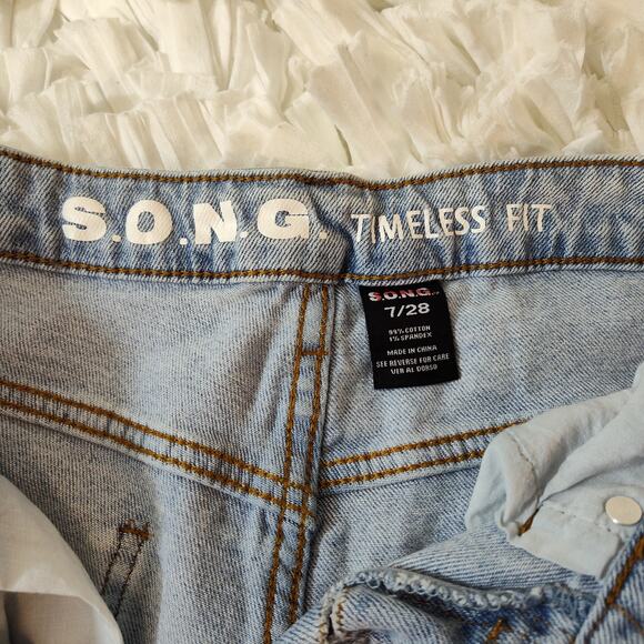 S.O.N.G. BUTTON FLY DESTROYED JEANS TIMELESS FIT WOMEN'S 28 RIPPED DISTRESSED - Picture 8 of 13